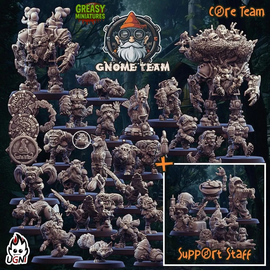 Steam Gnome Team + Support Staff - Tabletop Wargaming - by Ugni Miniatures