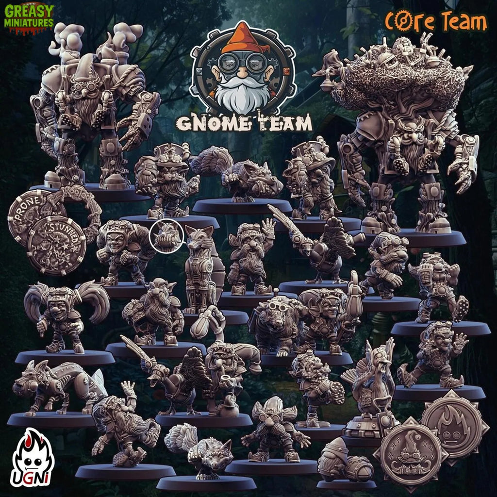 Steam Gnome Team + Support Staff - Tabletop Wargaming - by Ugni Miniatures