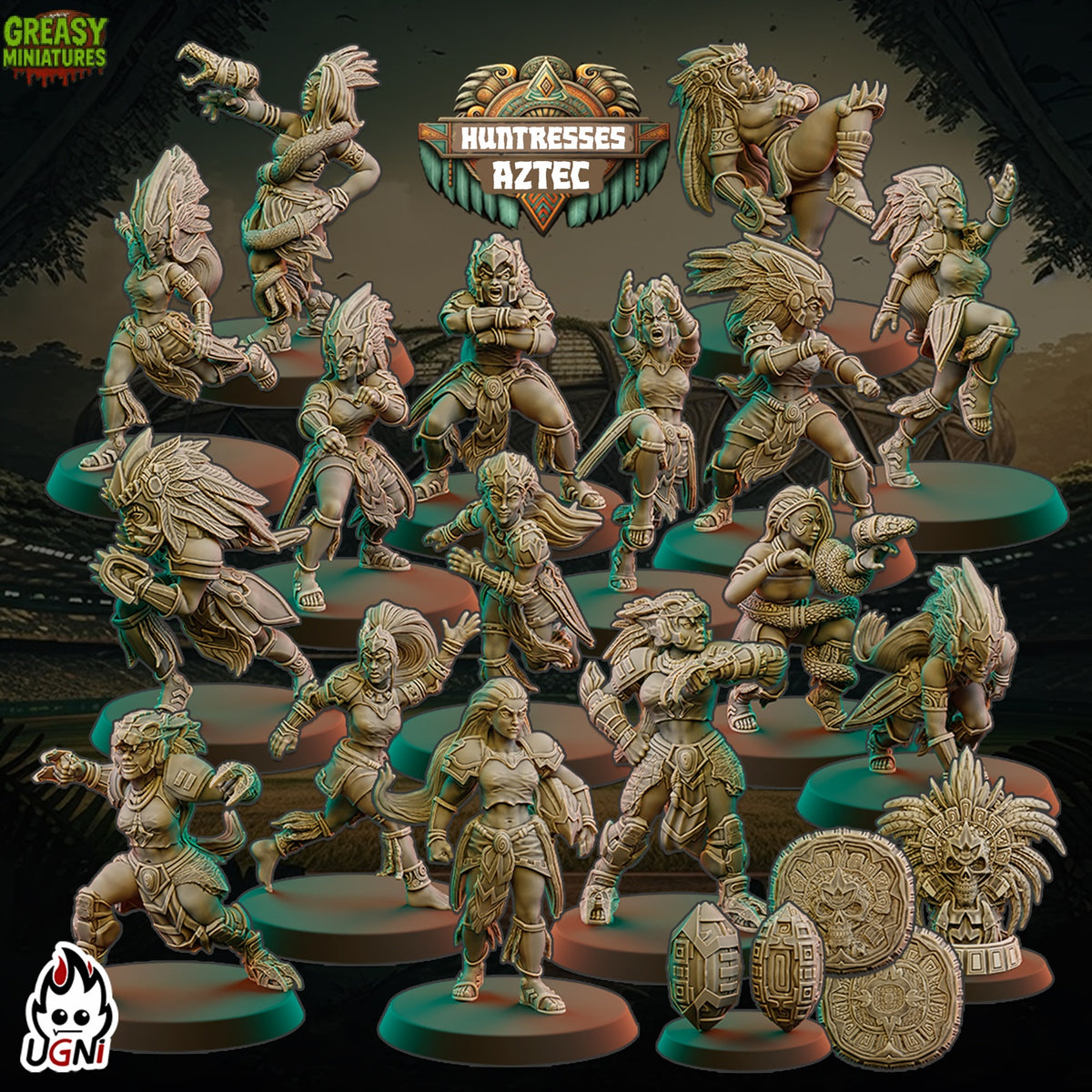Huntresses Aztec - Amazon - Tabletop Wargaming Team - Ugni Miniatures - Resin Miniature