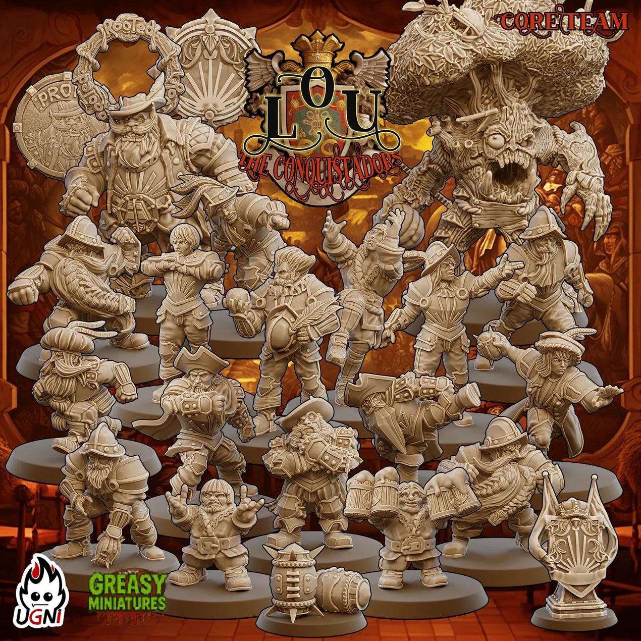 Lords of the Old Union Team + And Support Staff - Conquistador - UGNI Miniatures
