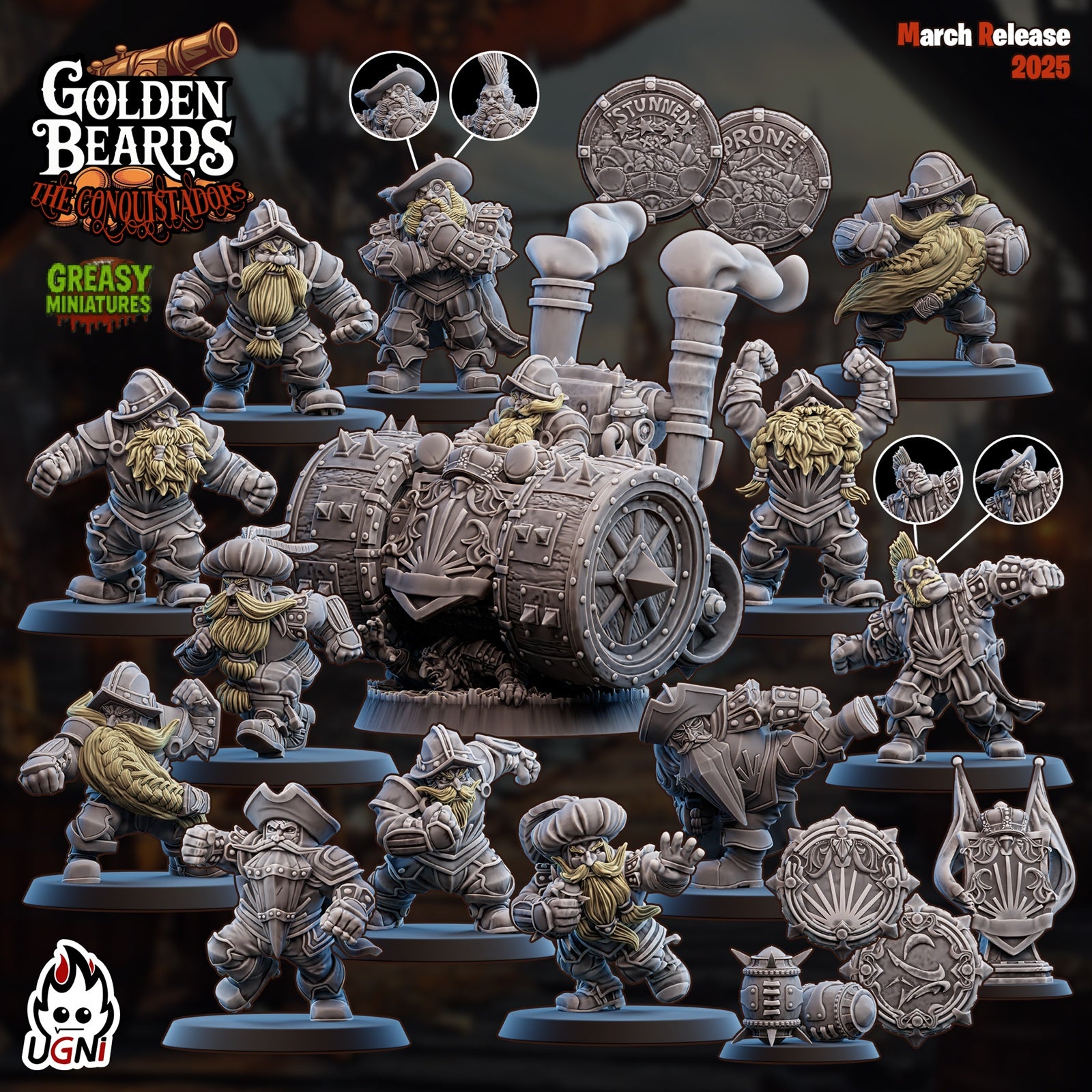 GoldenBeards - Dwarf Tabletop Wargaming Team - Ugni Miniatures - Conquistador Style