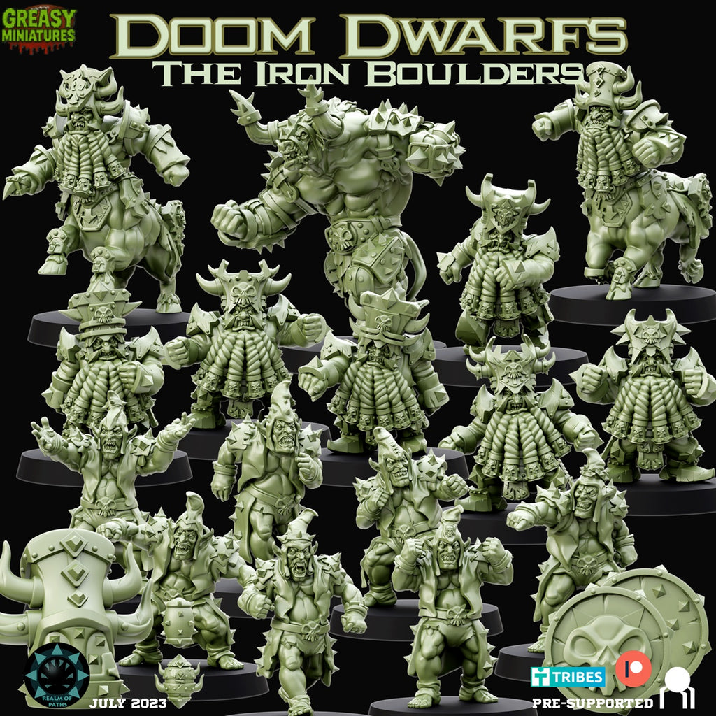 The Iron Boulders - Doom Dwarfs - Tabletop Wargaming Team-  Miniatures - Realm of Paths