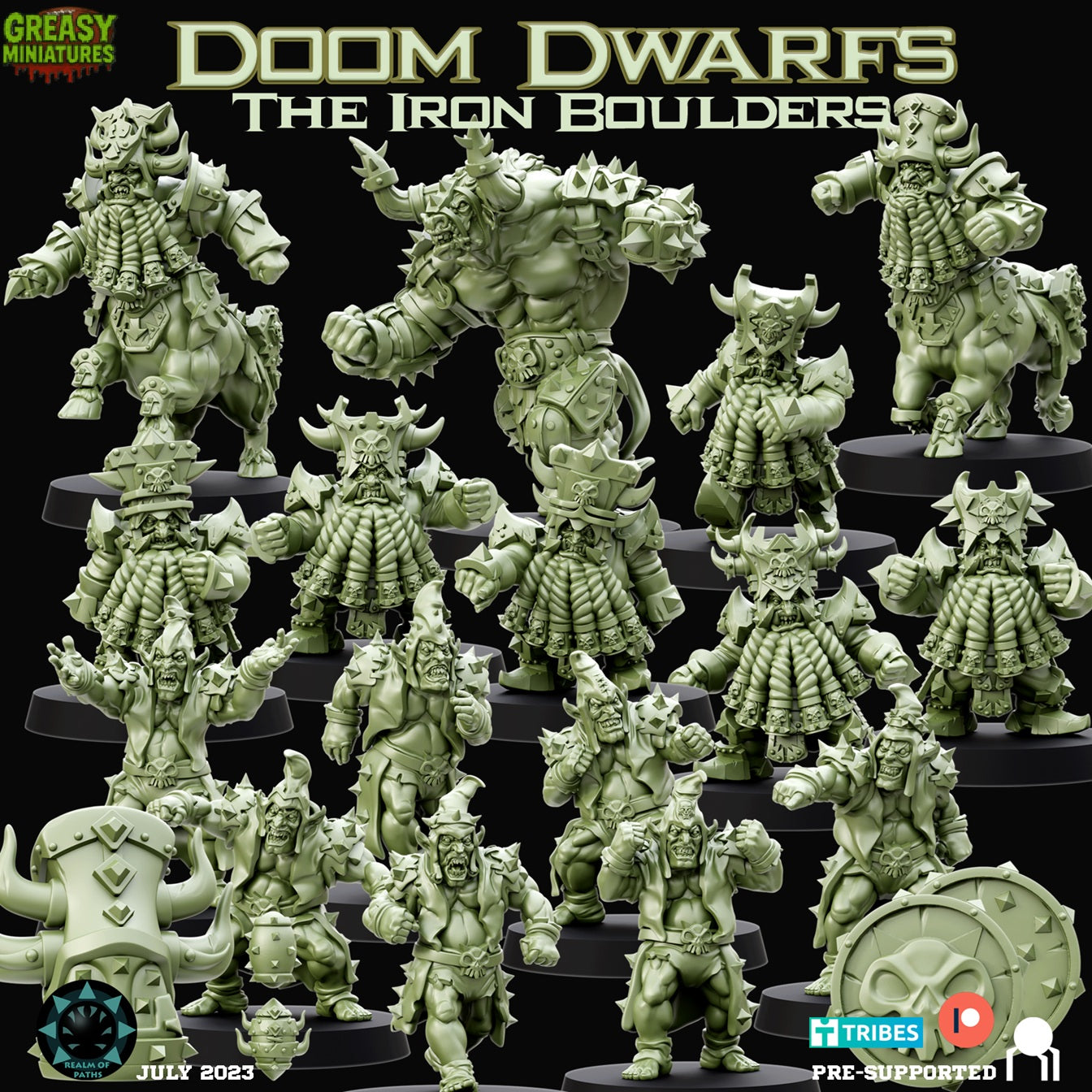The Iron Boulders - Doom Dwarfs - Tabletop Wargaming Team-  Miniatures - Realm of Paths