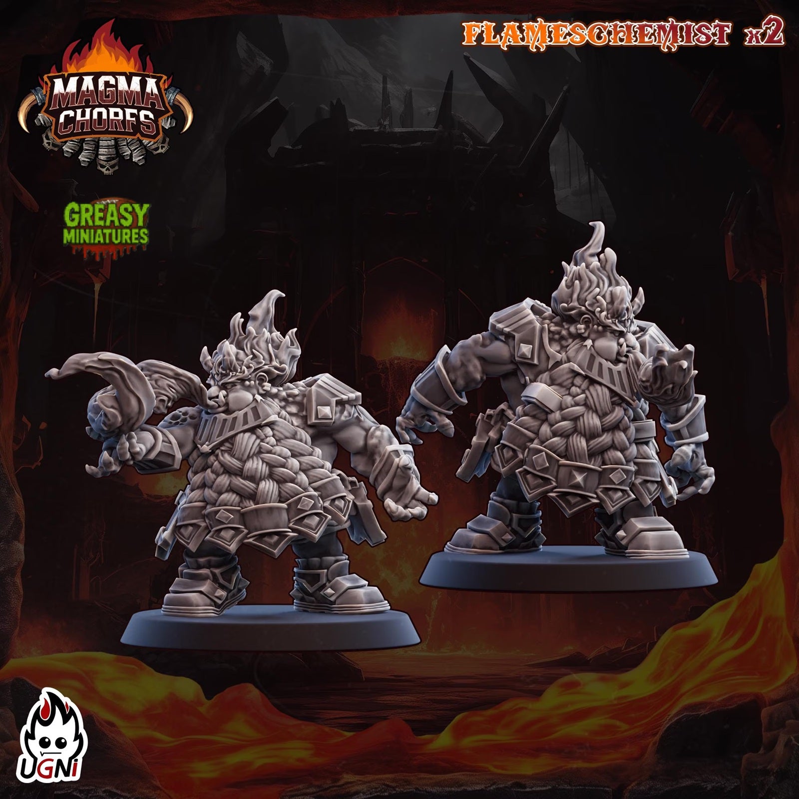 Magma Dwarfs - Chaos - And Support Staff - Chorfs - Tabletop Wargaming Team - Ugni Miniatures
