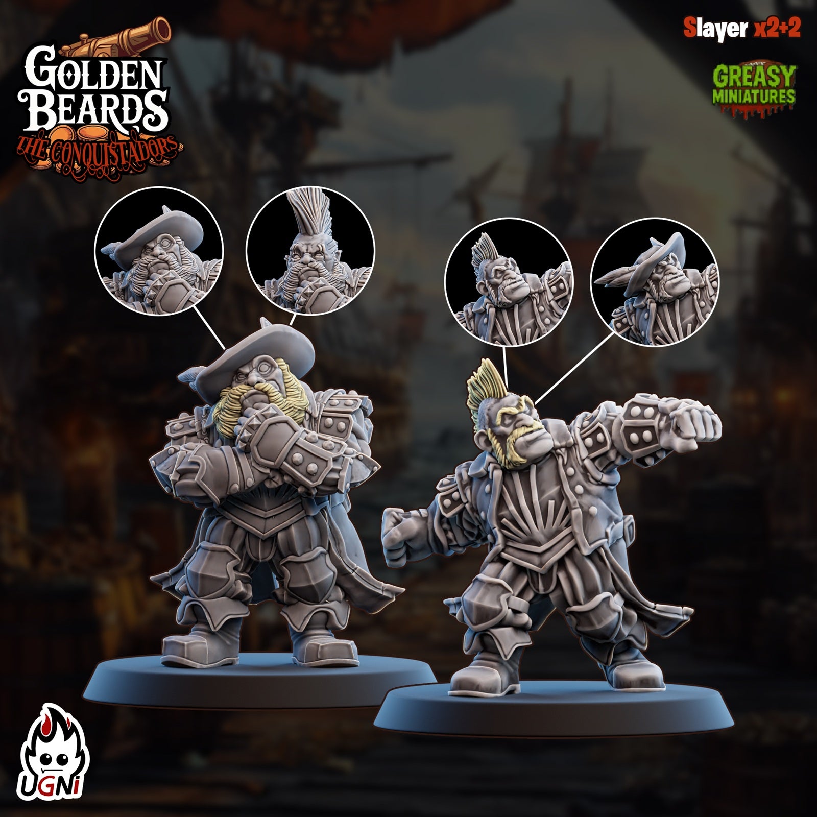 GoldenBeards - Dwarf Tabletop Wargaming Team - Ugni Miniatures - Conquistador Style