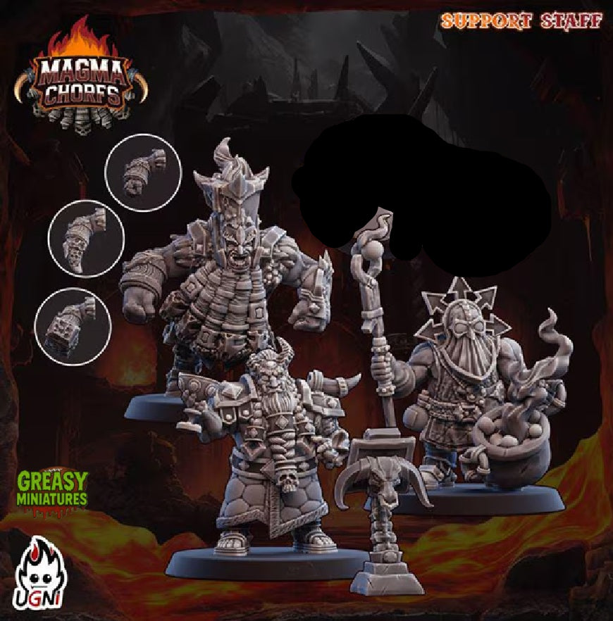 Magma Dwarfs - Chaos - And Support Staff - Chorfs - Tabletop Wargaming Team - Ugni Miniatures