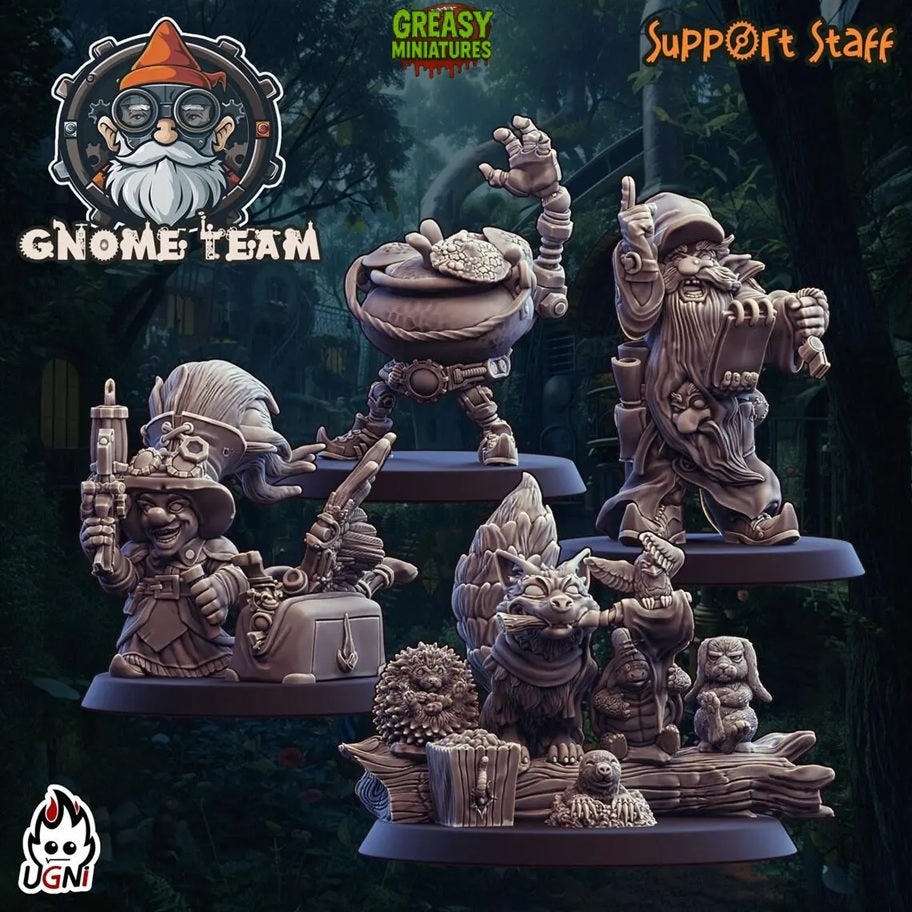 Steam Gnome Team + Support Staff - Tabletop Wargaming - by Ugni Miniatures