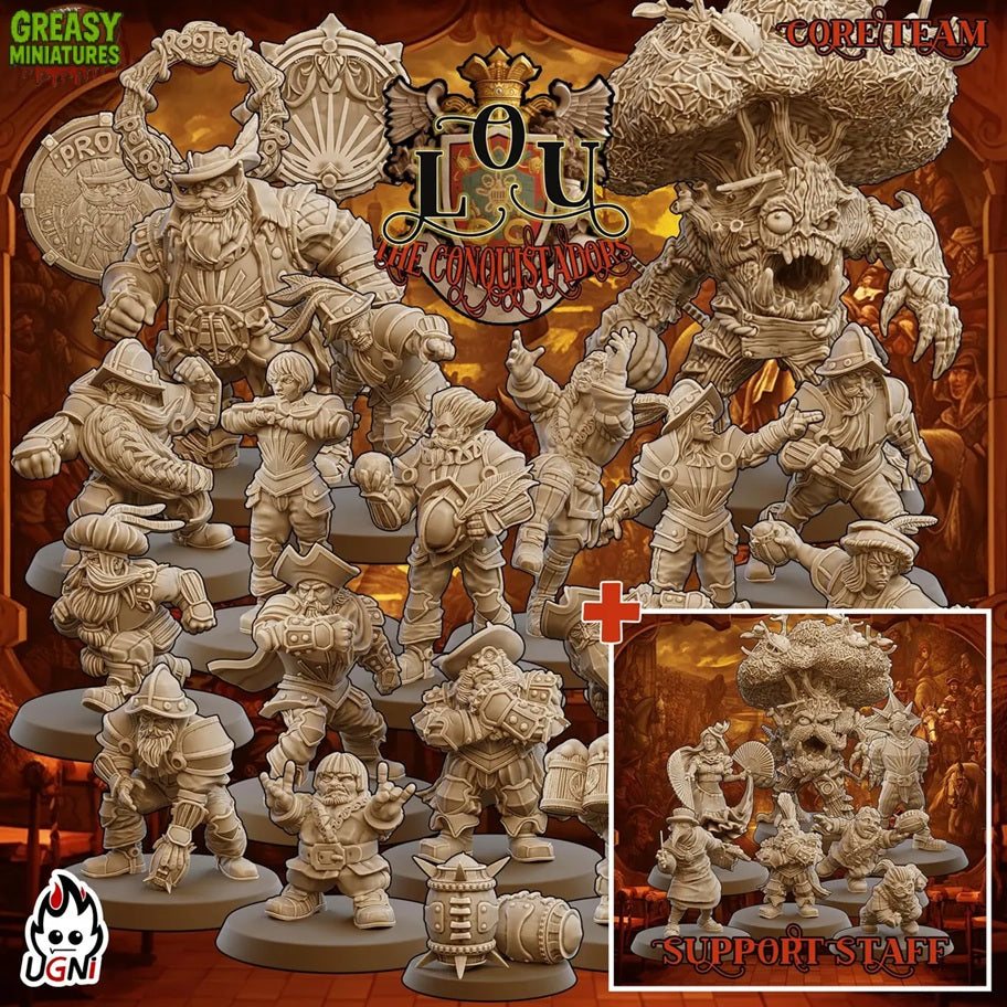 Lords of the Old Union Team + And Support Staff - Conquistador - Tabletop Wargaming - by UGNI Miniatures