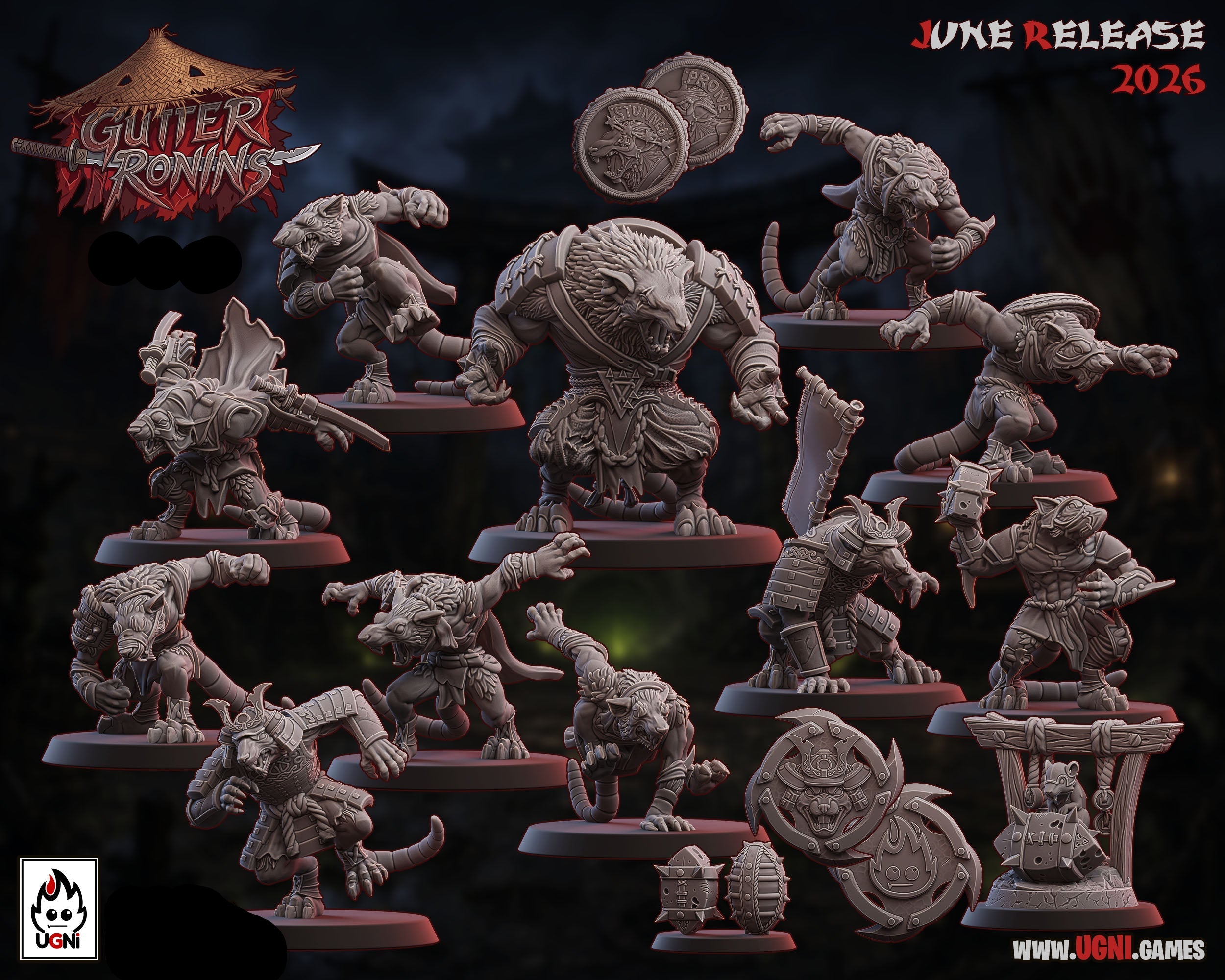 Gutter Ronins - Ratmen Team - Tabletop Wargaming Team - Ugni Miniatures