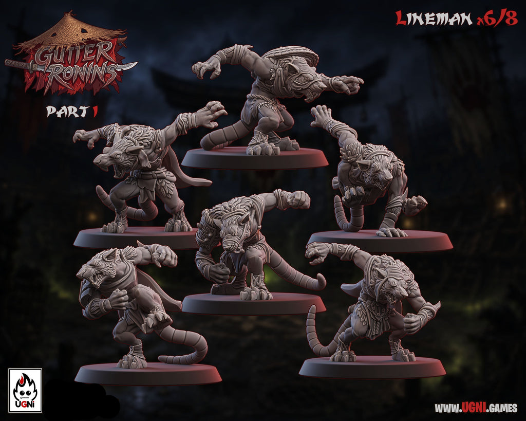 Gutter Ronins - Ratmen Team - Tabletop Wargaming Team - Ugni Miniatures