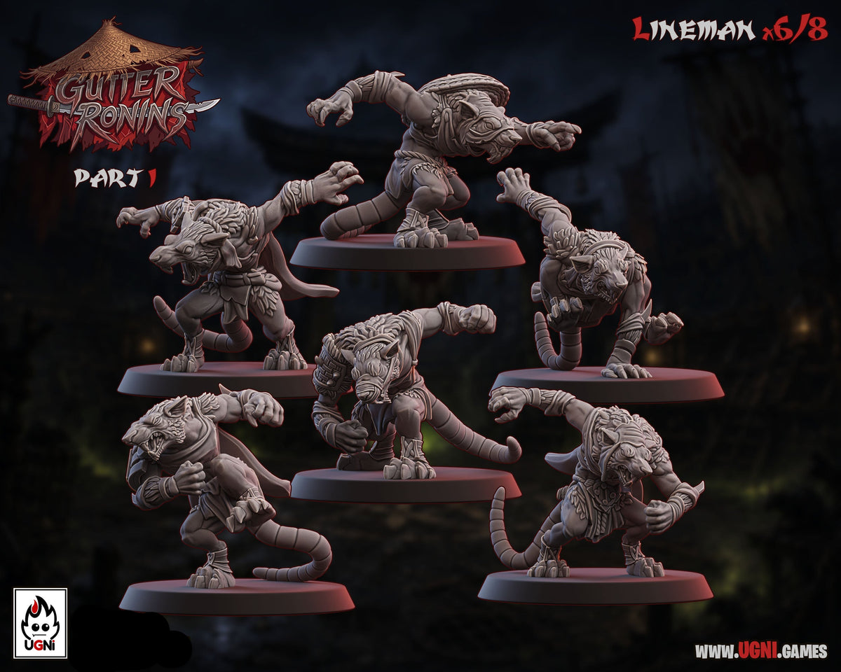 Gutter Ronins - Ratmen Team - Tabletop Wargaming Team - Ugni Miniatures