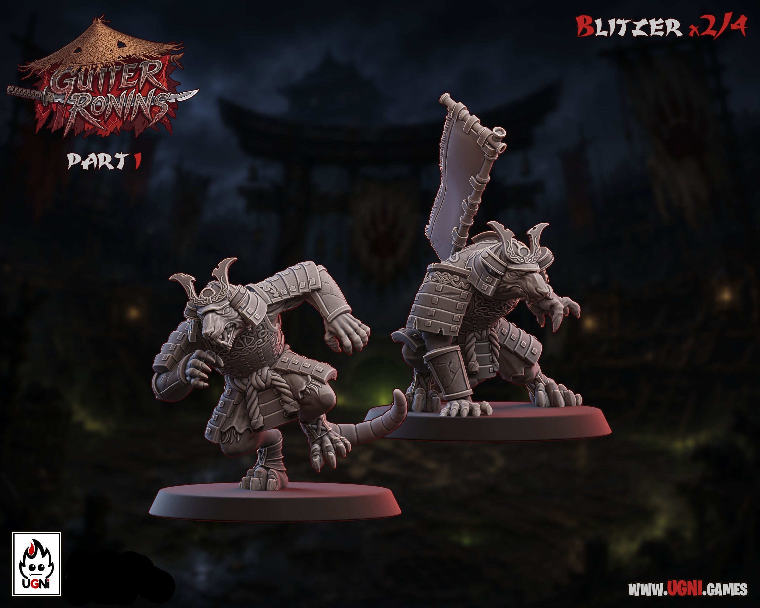 Gutter Ronins - Ratmen Team - Tabletop Wargaming Team - Ugni Miniatures