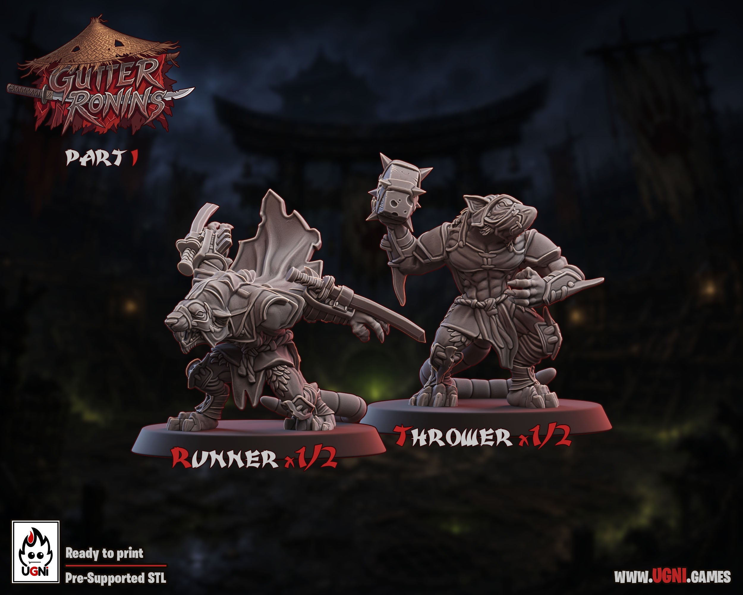 Gutter Ronins - Ratmen Team - Tabletop Wargaming Team - Ugni Miniatures