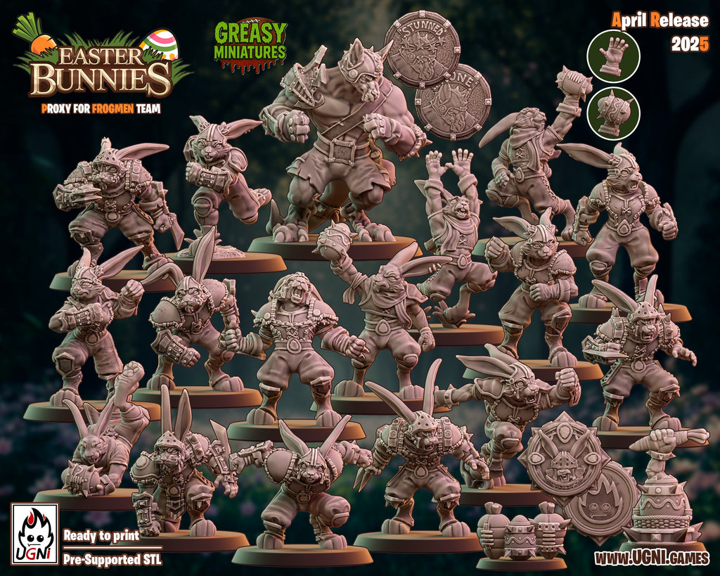 Easter Bunnies - Frog Proxy - Old Forest Alliance Booster - Fantasy Football - Wargaming Team By Ugni Miniatures