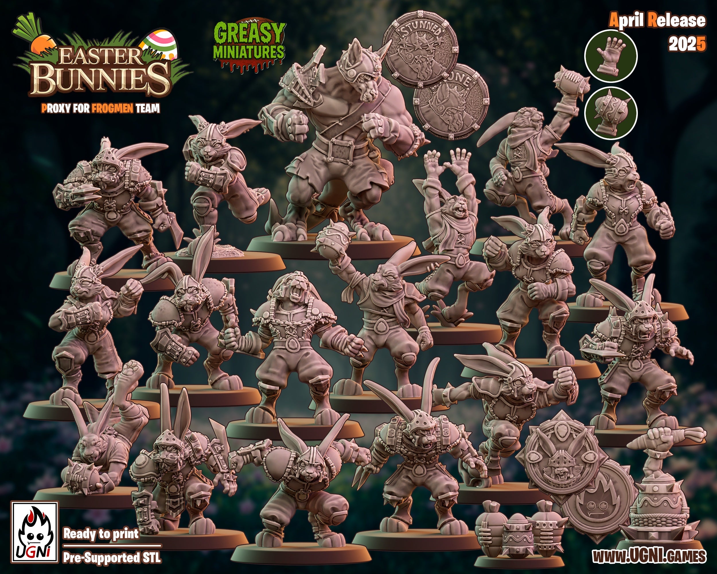 Easter Bunnies - Frog Proxy - Old Forest Alliance Booster - Fantasy Football - Wargaming Team By Ugni Miniatures