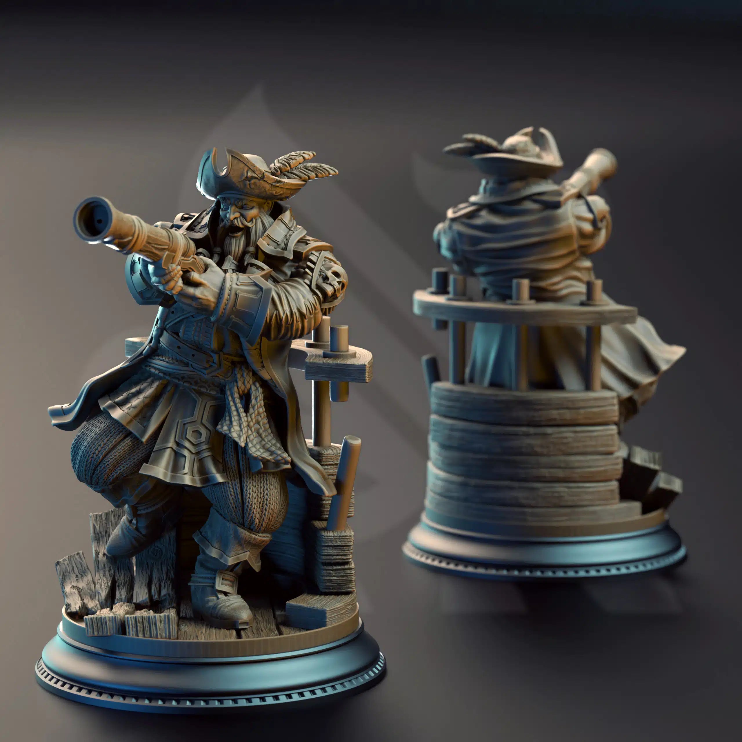 Baradin Blackbeard – Captain of the Gilded Seahorse - Medium Tabletop Miniature By DM Stash