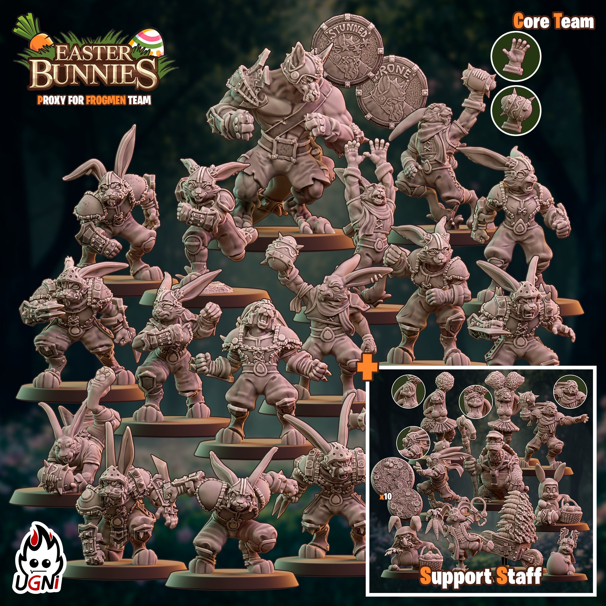 Easter Bunnies - Frog Proxy - Old Forest Alliance Booster - Fantasy Football - Wargaming Team By Ugni Miniatures