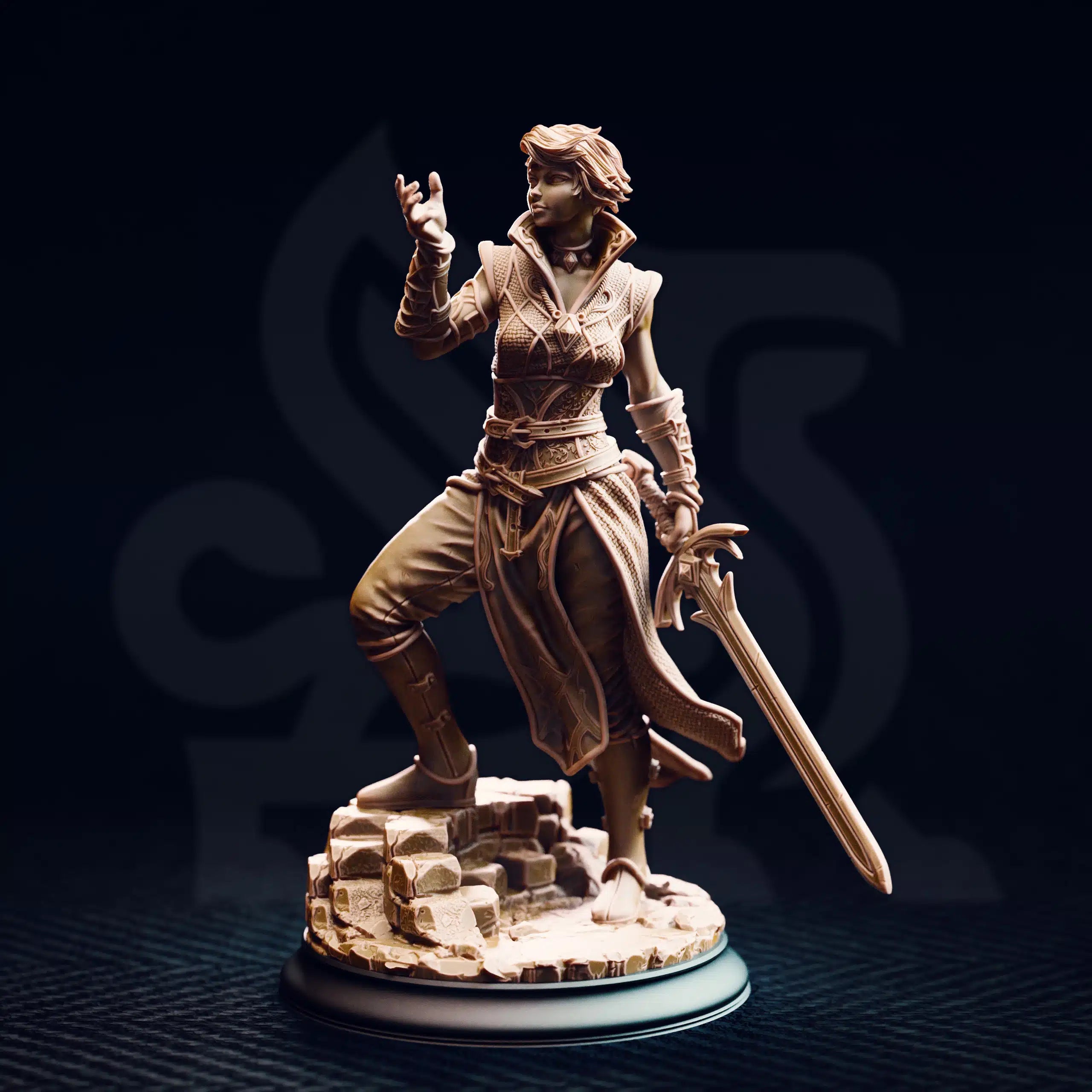 Karisia of Timberly – Half-Elf Hexblade - Medium Tabletop Miniature By DM Stash