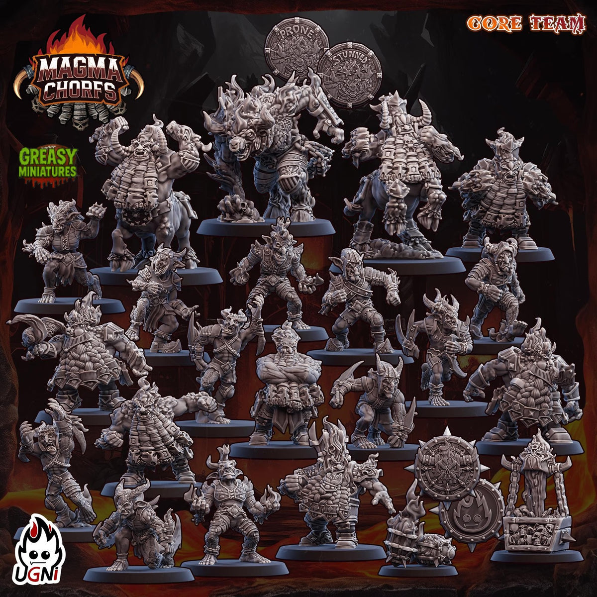 Magma Dwarfs - Chaos - And Support Staff - Chorfs - Tabletop Wargaming Team - Ugni Miniatures