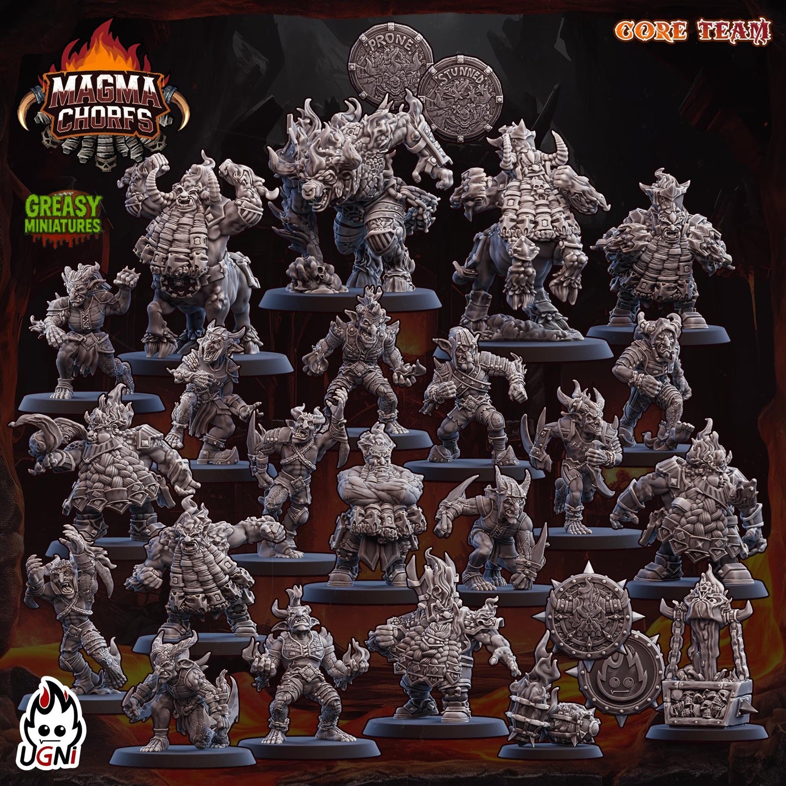 Magma Dwarfs - Chaos - And Support Staff - Chorfs - Fantasy Football - Ugni Miniatures