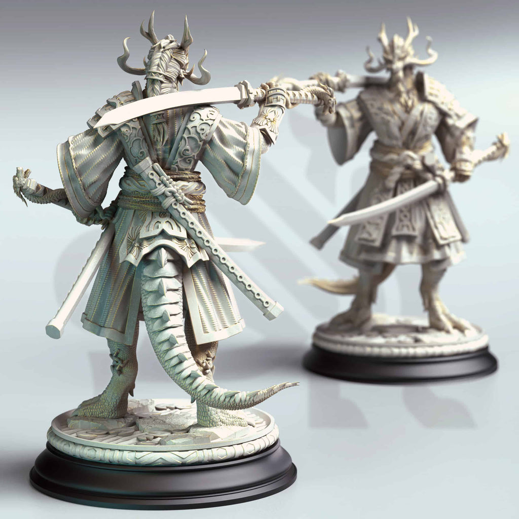 Ryuma – Eastern Dragonborn Samurai - Medium Tabletop Miniature By DM Stash