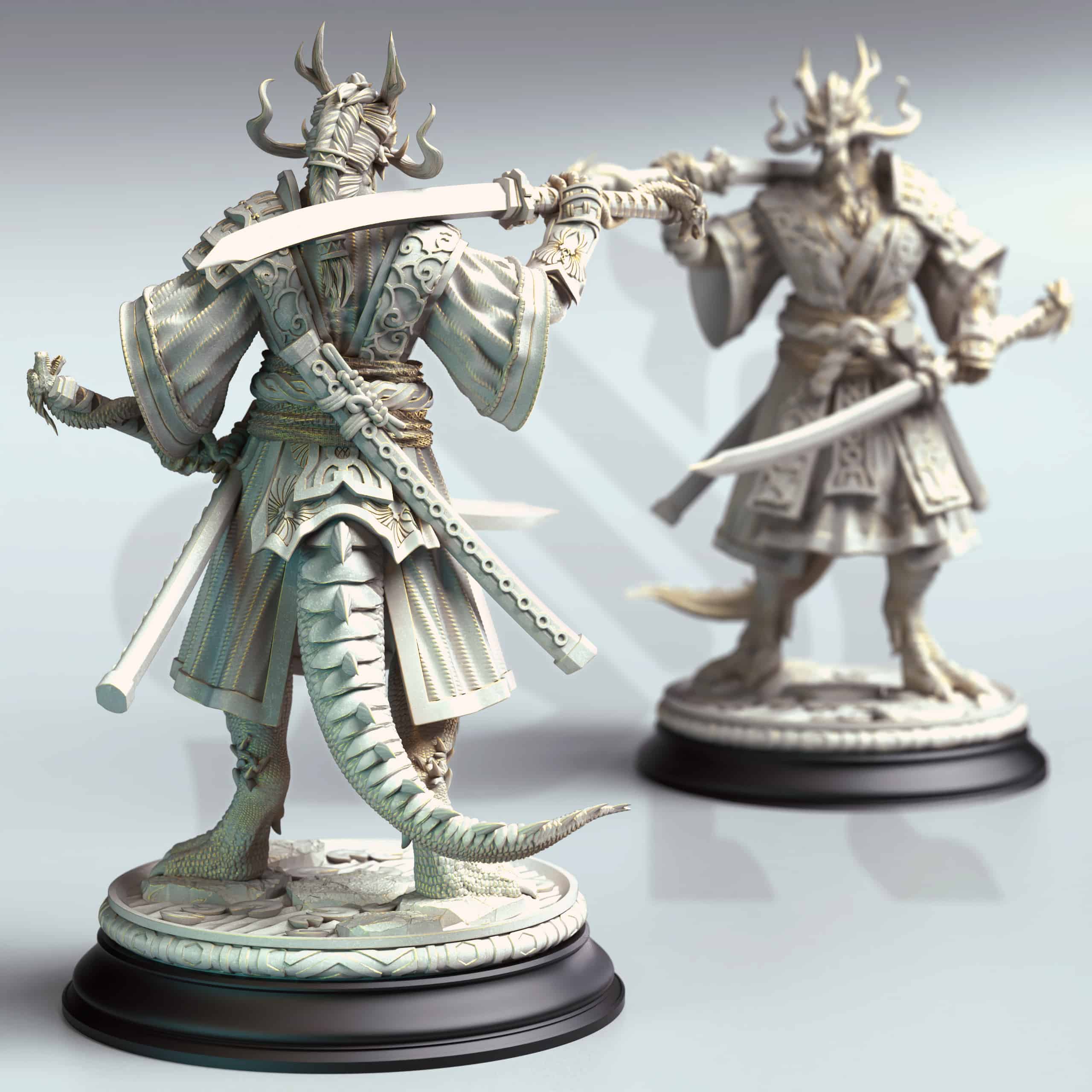 Ryuma – Eastern Dragonborn Samurai - Medium Tabletop Miniature By DM Stash
