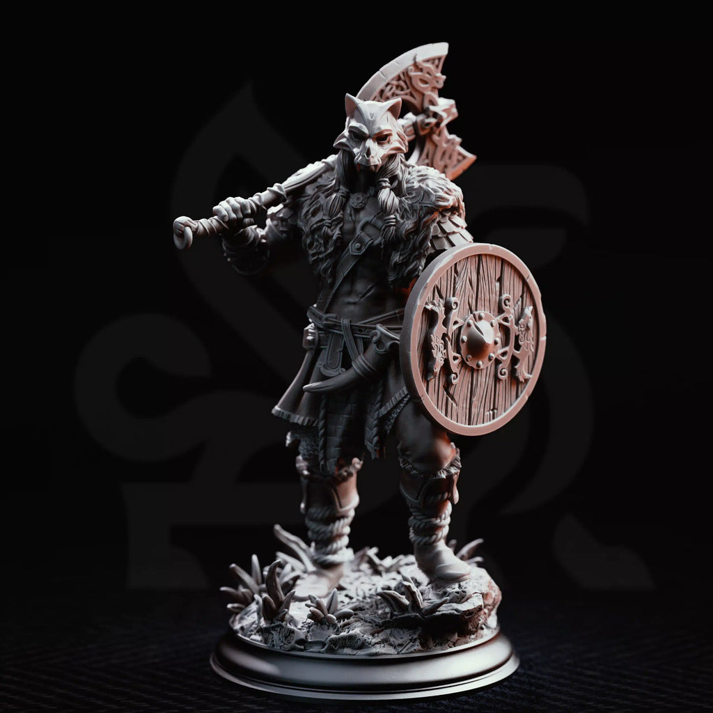 Skjolnir Ulvar – Barbarian of the Wolf - Medium Tabletop Miniature By DM Stash