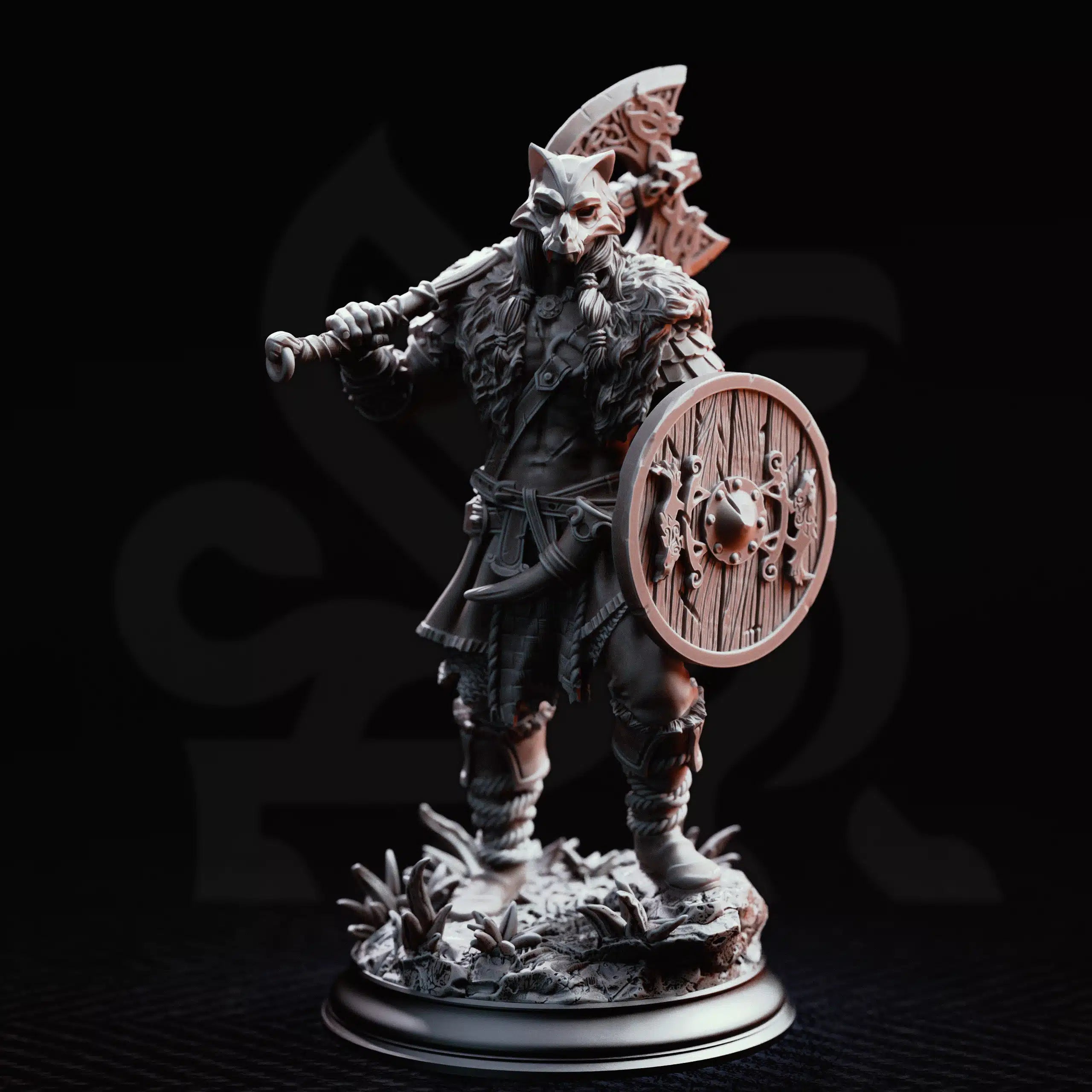 Skjolnir Ulvar – Barbarian of the Wolf - Medium Tabletop Miniature By DM Stash