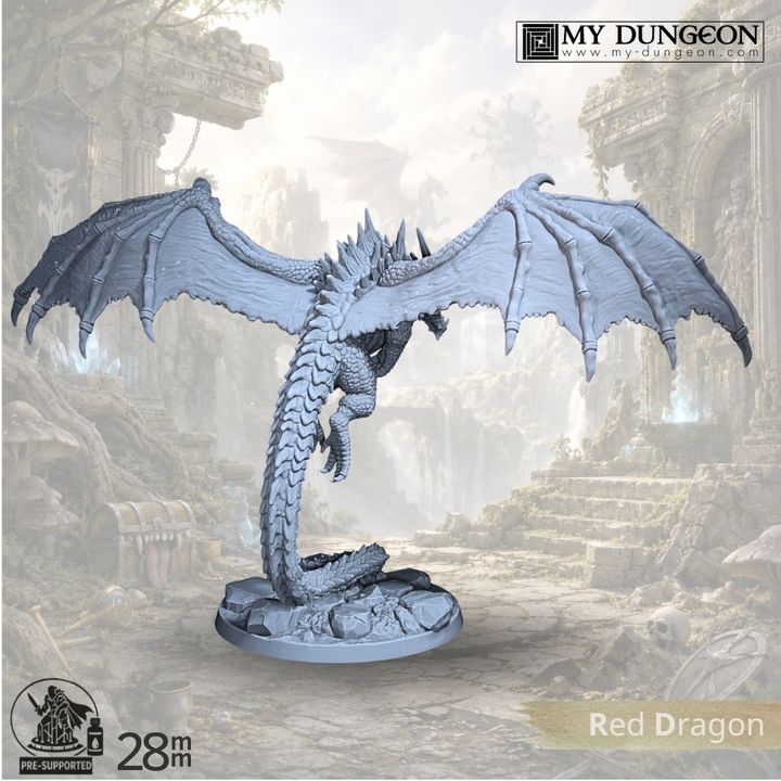 Red Dragon Adult - 28mm Scale - By My Dungeon