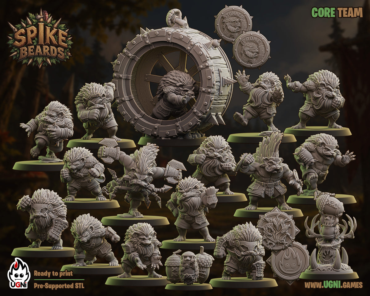 Spike Beards - Dwarven Team - Wargaming - Fantasy Football - By Ugni Miniatures